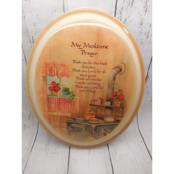 Vtg Mealtime Prayer Resin Wall Plaque Cozy Country Kitchen Stove Alan Grant Art - Picture 3 of 5